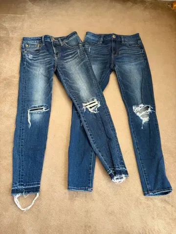 [ 2개 세트 ] 아메리칸 이글 & AZUL 데미지 스키니 데님