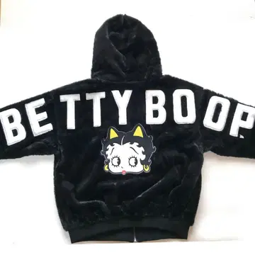 [ 새상품 L ] BettyBoop 베티짱 고양이 귀 자수 퍼 블루종