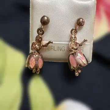 새상품 흔들리는 플라 댄스 핑크 오팔 링 귀걸이 하와이안 주얼리