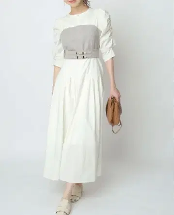 리랜드트루 뷔스티에 콤비 셔츠 원피스