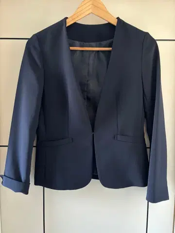 네이비 노카라 수트 셋업