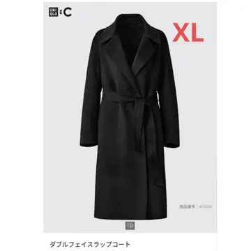 미사용 새상품 UNIQLO C 더블 페이스 랩 코트 블랙 XL