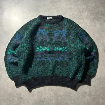 빈티지 이탈리아제 그린 디자인 니트 스웨터 울