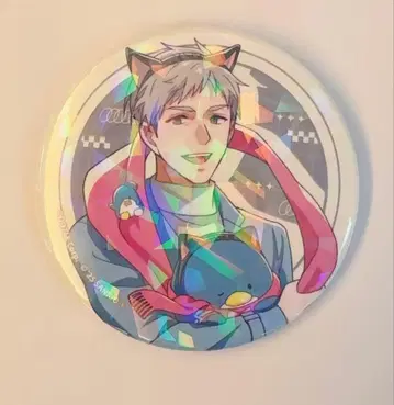 도즈루사 하피단부이 고양이 아저씨 홀로그램 캔뱃지 등신