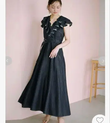 스나이델 프릴 데님 롱 원피스