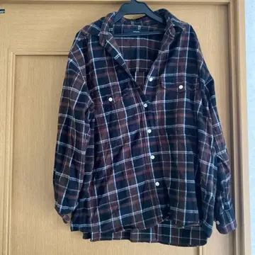 프레임워크 넬 체크 셔츠 브라운