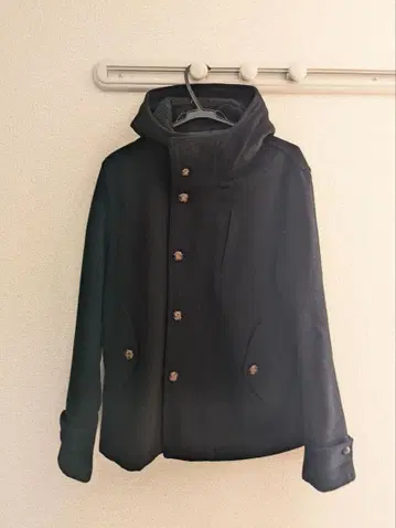 RAGEBLUE 후드 부착 멜톤 울 혼방 숏코트 L