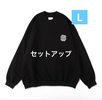 SEESEE x S.F.C 크루 스웻 블랙 셋업 L