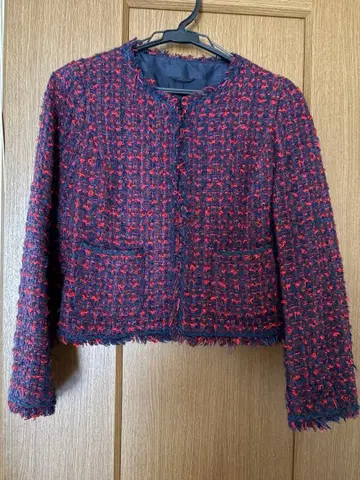 ANAYI 네이비와 레드 트위드 자켓