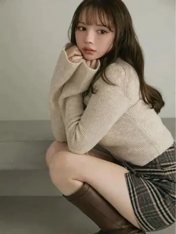 andmary Anita ribbon knit tops beige