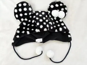 디즈니 미니 팬캡 도트 모자 꽁지 블랙 방한