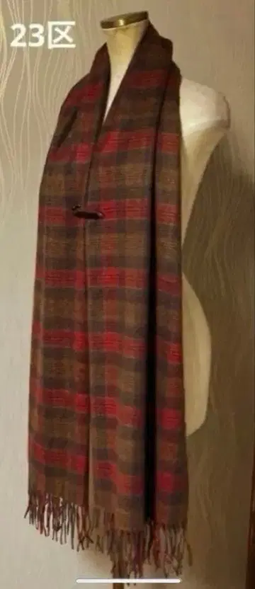 23구 체크 스톨 대형 캐시미어 100%