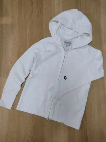 AMERICANA 화이트 후드 부착 후드티 더블 지퍼 S 사이즈