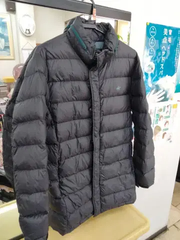 그레이 퀼팅 롱 다운 자켓