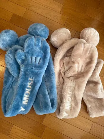 디즈니 미키 머플러 캡 블루&베이지