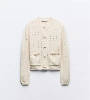 ZARA 펄 비즈 니트 가디건 S