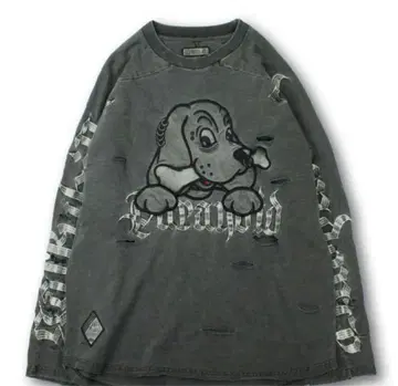 GALFY (갈피) 병에 물든 롱 티셔츠 INK BLACK