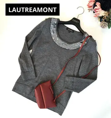 LAUTREAMONT 그레이 비즈 장식 긴팔 니트