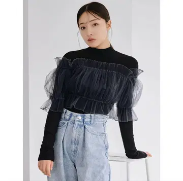 스나이델 튤 도킹 니트 풀오버