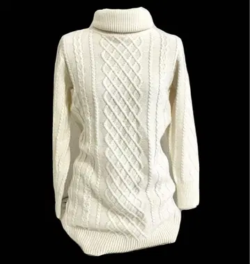 아이보리 케이블 니트 원피스 상의 니트 터틀넥 미니