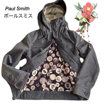 폴스미스 핑크 후드 부착 아우터 자켓 이너 컬러 패턴