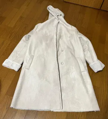 후드 부착 스웨이드 느낌 롱 코트 3L