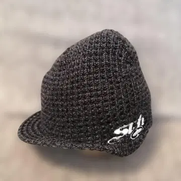 SRH 블랙 와플 니트 모자 챙 부착