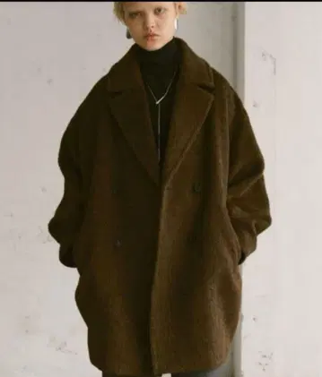 새상품급 HappyJohn 울 블렌드 샤기 코쿤 P 코트 FREE