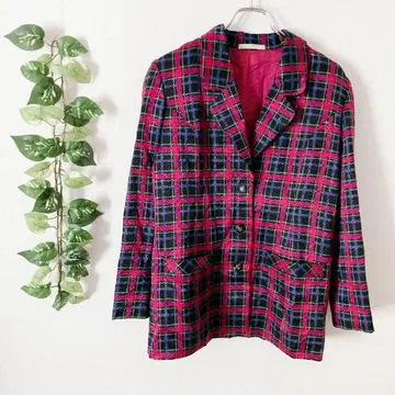 테일러드 자켓 타탄 체크 멀티 컬러 레트로 빈티지 구제 의류