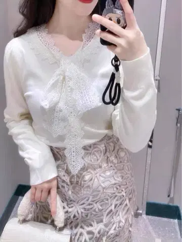 레이스 보타이 가디건 같은 형태