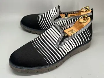 후프디도 26.5cm 정도 슬립온 남성용 블랙 보더 화이트 신발