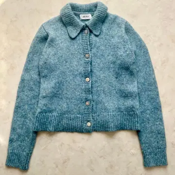 Mila owen 비쥬 버튼 폴로 니트 가디건 블루 M