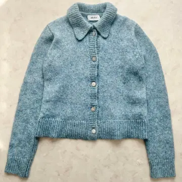 Mila owen 비쥬 버튼 폴로 니트 가디건 블루 M