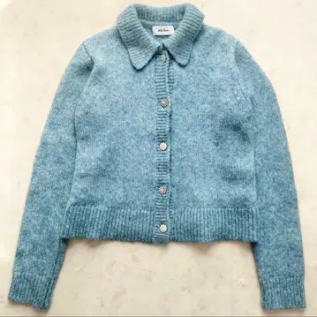 Mila owen 비쥬 버튼 폴로 니트 가디건 블루 M