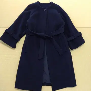 Mila Owen 네이비 롱 코트 양모 함유