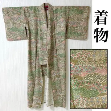 기모노 2 올 패턴 그린 일본풍 패턴 소나무