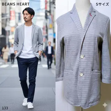 BEAMS HEART 테일러드 자켓 그레이 티셔츠 소재 아우터