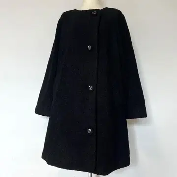 새상품급 프랑슈리페 노카라 롱 코트 딸기 버튼 블랙 M