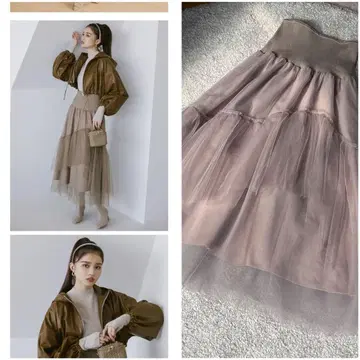 미사용 튤 플레어 스커트 스나이델