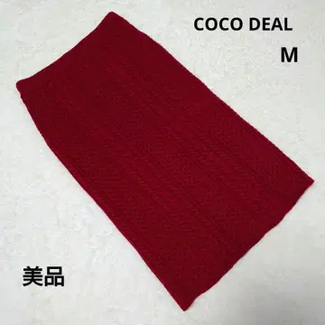 새상품급 COCO DEAL 빨간색 케이블 짜임 니트 타이트 스커트 M