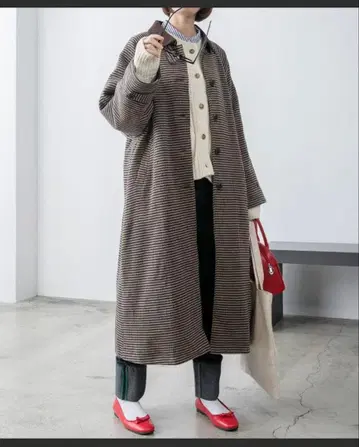 체크 롱 코트 BONLECILL