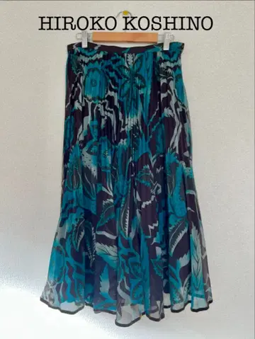 HIROKOKOSHINO 히로코코시노 쉬폰 플리츠 꽃무늬 플레어 스커트