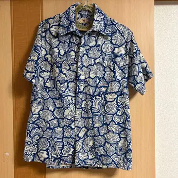 50s 빈티지 패턴 셔츠 멕시칸 모티브 턱끈 고양이 눈 알로하 셔츠