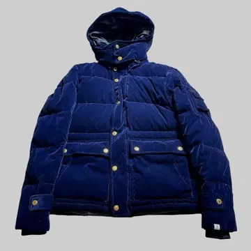 VANQUISH 벨로아 골드 버튼 다운 자켓 코트 파랑