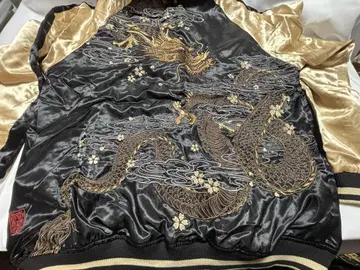 택 포함 새상품 골드 XXL 자켓 스카잔 자수 카라쿠리타마시 류기압착