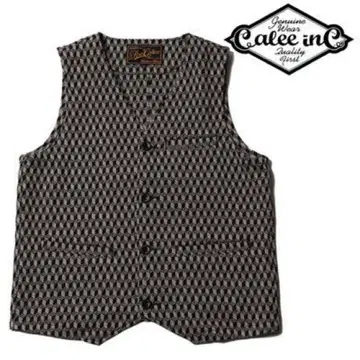 CALEE 칼리 도비 체크 올 패턴 베스트 (XL) 일본제