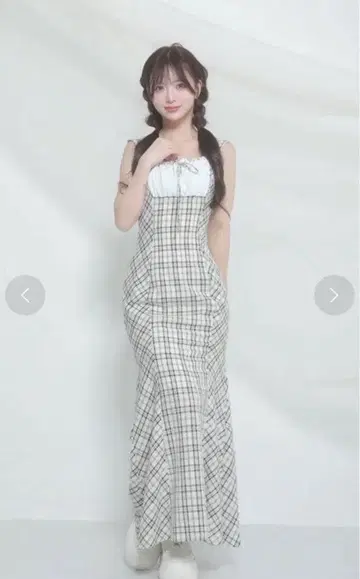 체크 무늬 반팔 티셔츠 원피스 Free