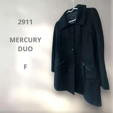 MERCURYDUO 블랙 프리 사이즈 검은색 롱 코트 빅 옷깃 도트 안감
