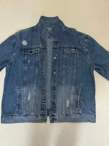 데미지 가공 데님 자켓