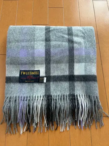 TWEEDMILL 울 100% 체크 스톨 트위드밀 대형